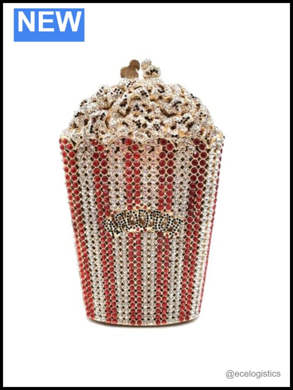 Crystal Popcorn Clutch Bag Women Rhinestone Evening Handbag Party Wedding Purse